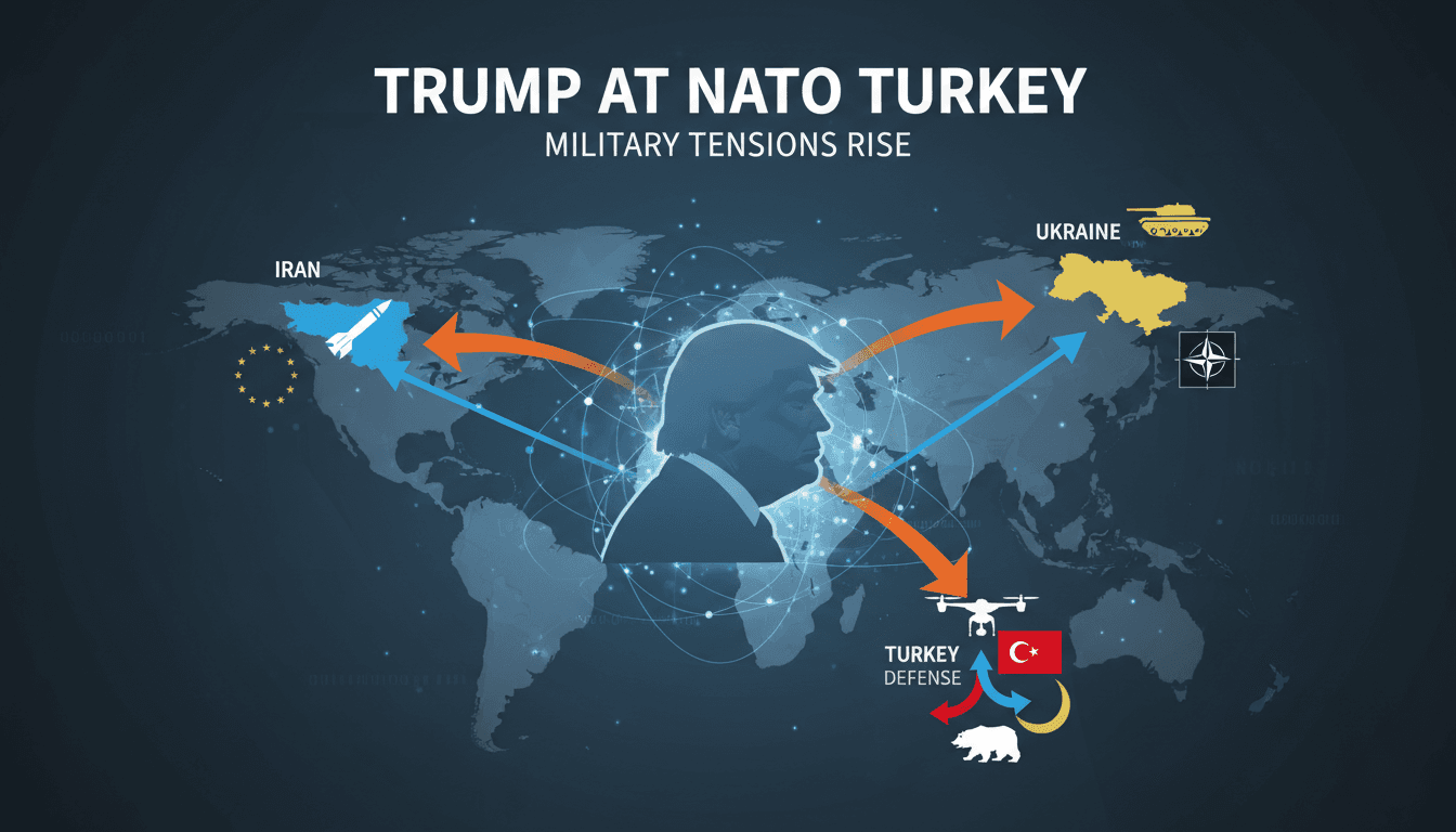 President Trump at the NATO summit in Turkey discussing military alliances.