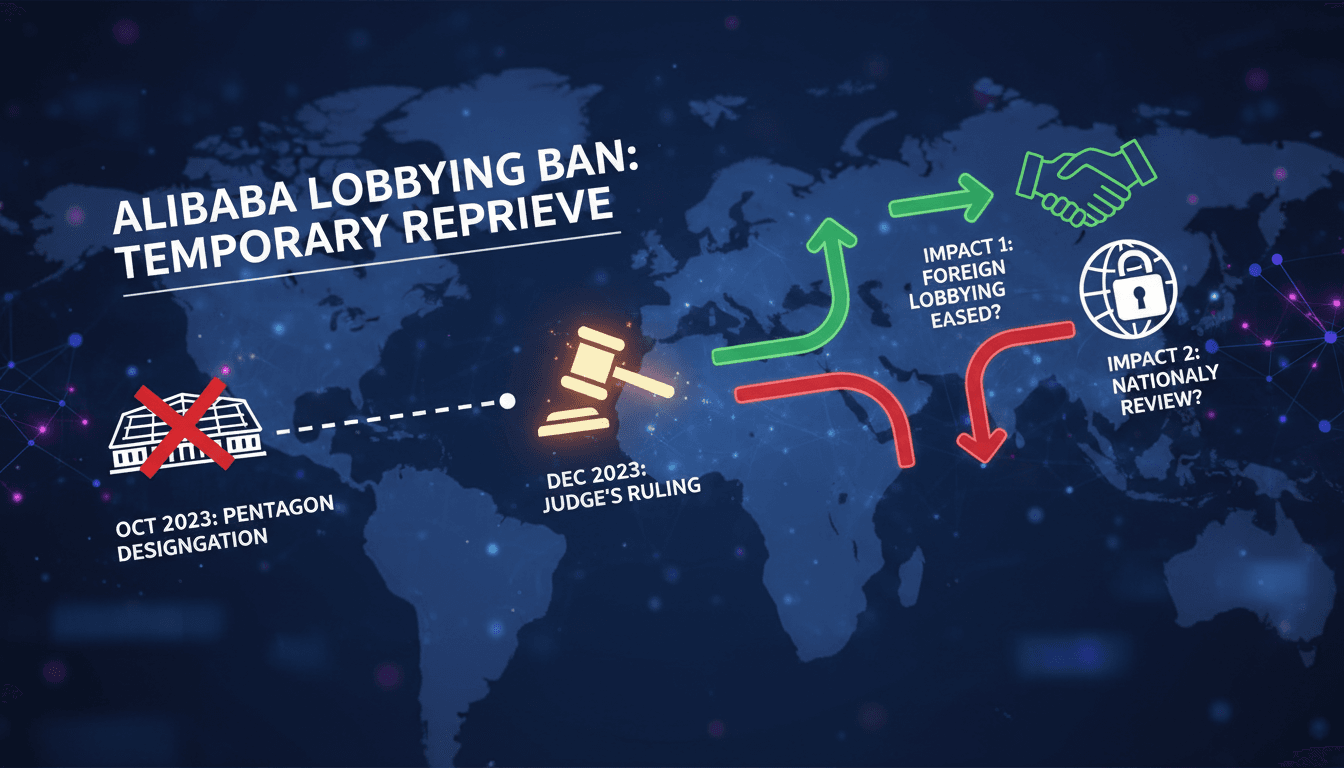 Federal judge ruling on Alibaba's lobbying ban and its implications.