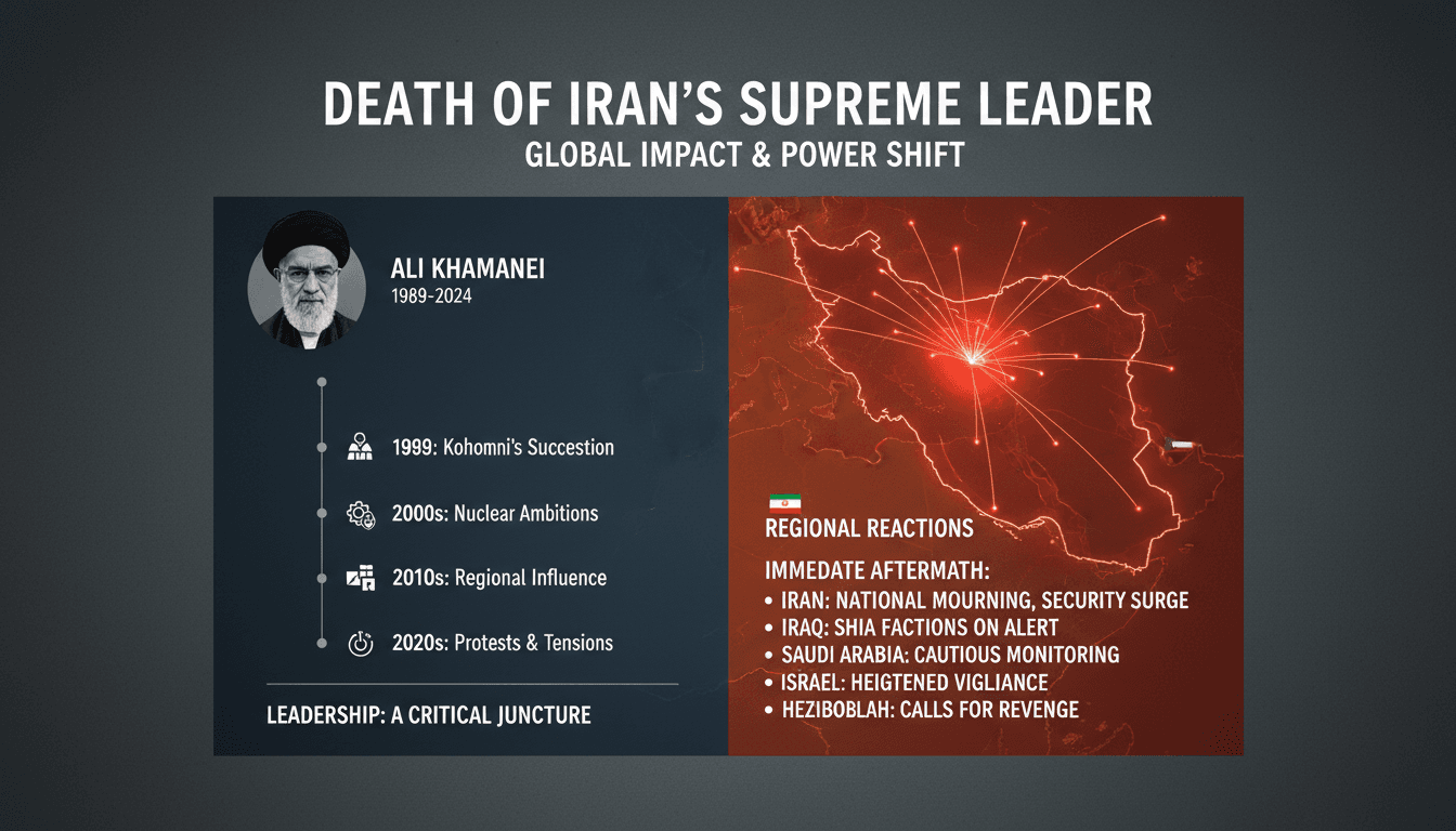 Crowds gather in mourning for Iran's Supreme Leader Ali Khamenei.