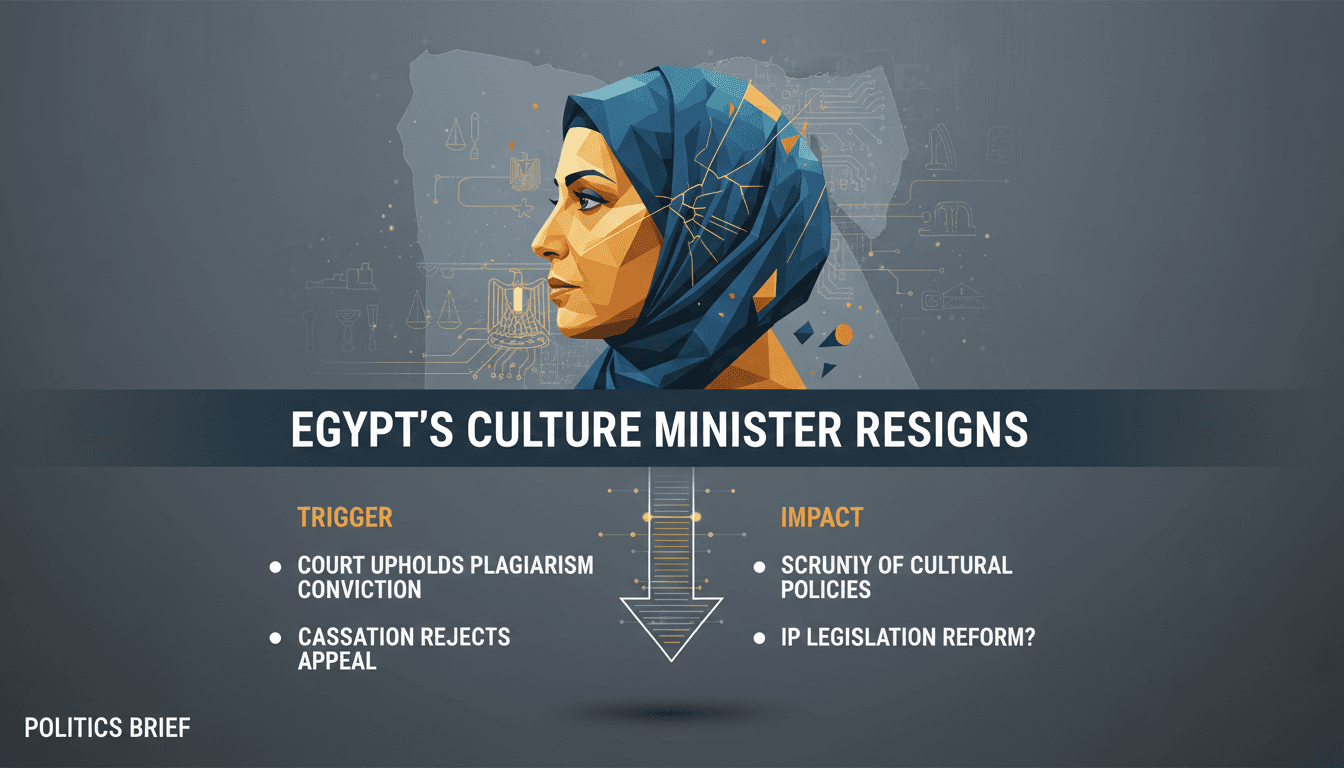Jehan Zaki resigns as Egypt's Minister of Culture following a court ruling.