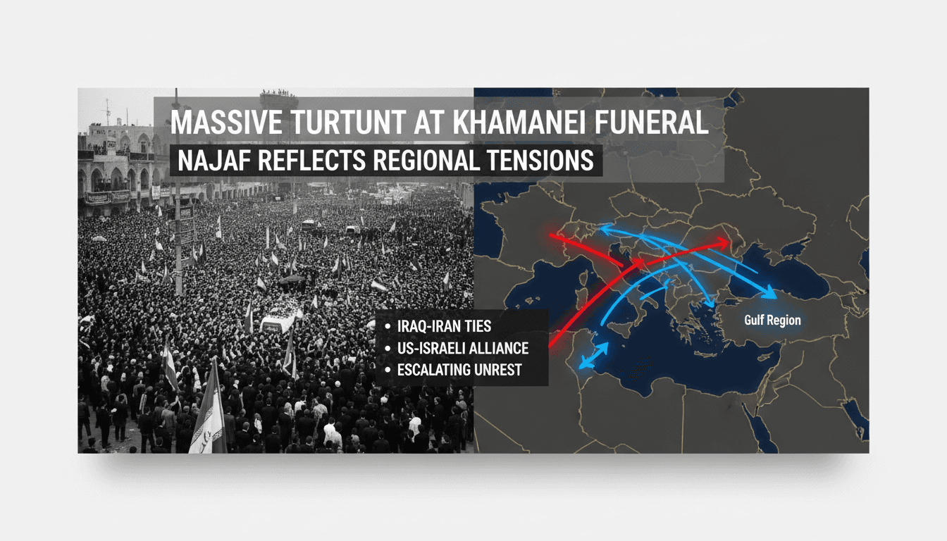 Thousands gather in Najaf for Khamenei's funeral, showcasing regional tensions.