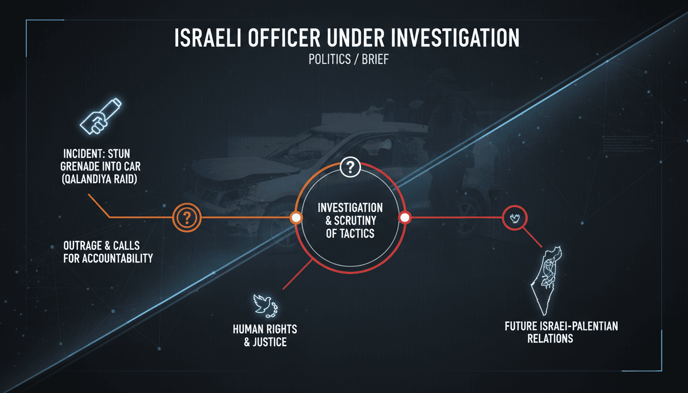 Israeli border police officer throwing a stun grenade into a car