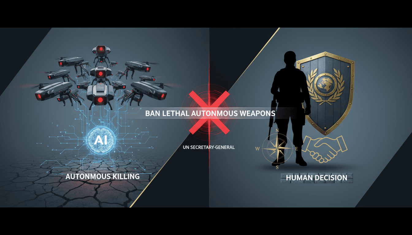 UN Secretary-General António Guterres addressing the issue of lethal autonomous weapons.