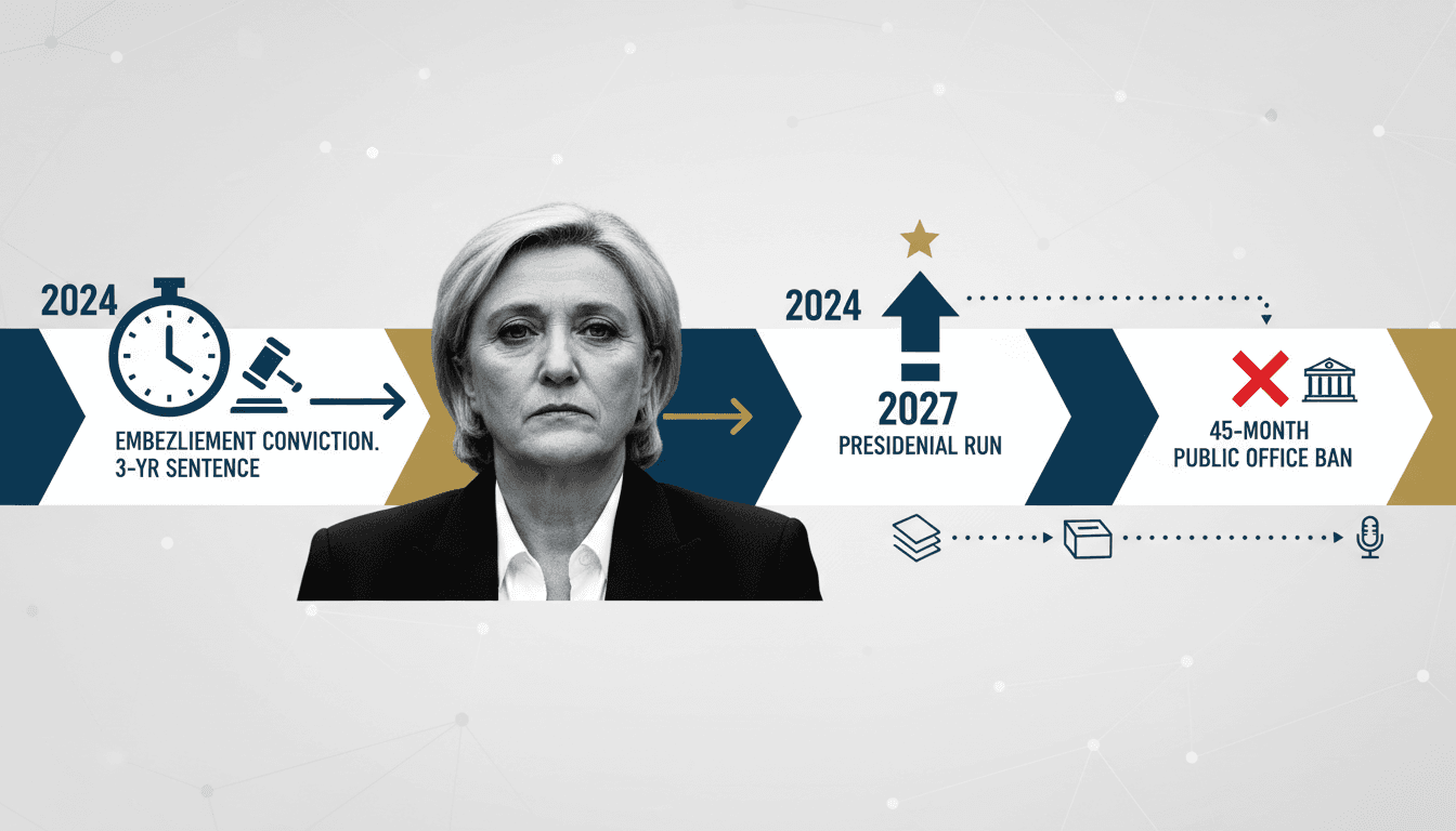 Marine Le Pen speaking at a political rally