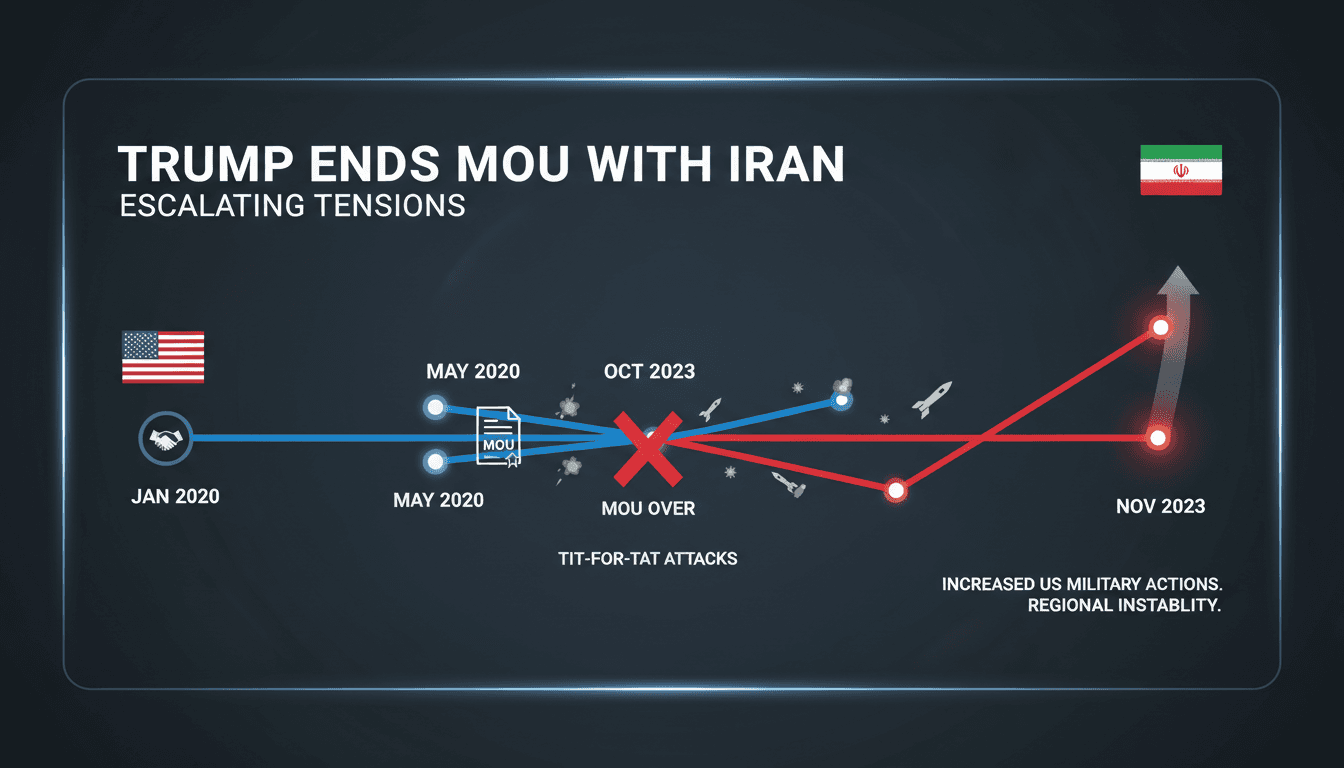 President Trump announcing the end of the MOU with Iran amidst rising military tensions.