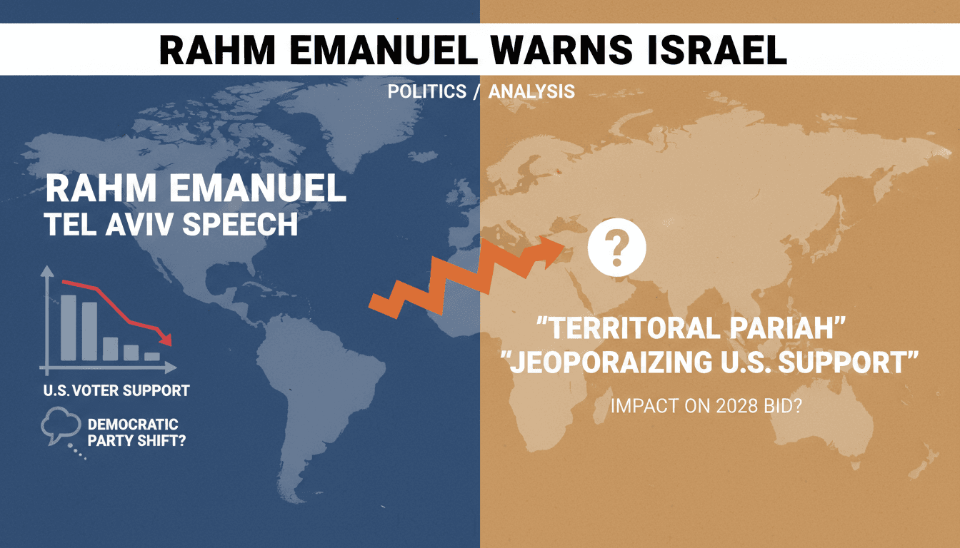 Rahm Emanuel speaking at Tel Aviv University about U.S.-Israel relations.