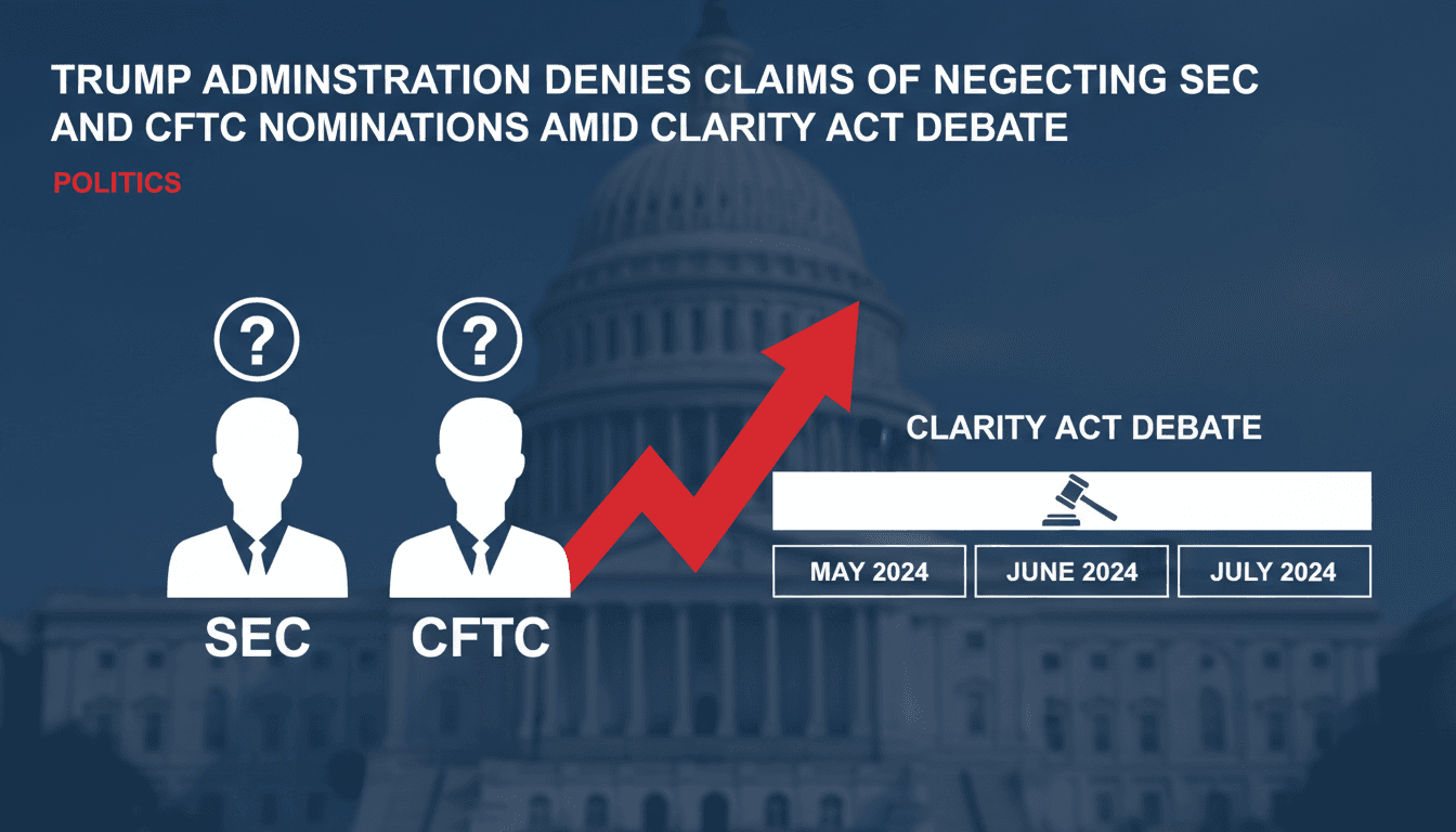 Trump administration denies neglecting SEC and CFTC nominations amid cryptocurrency regulation debate.