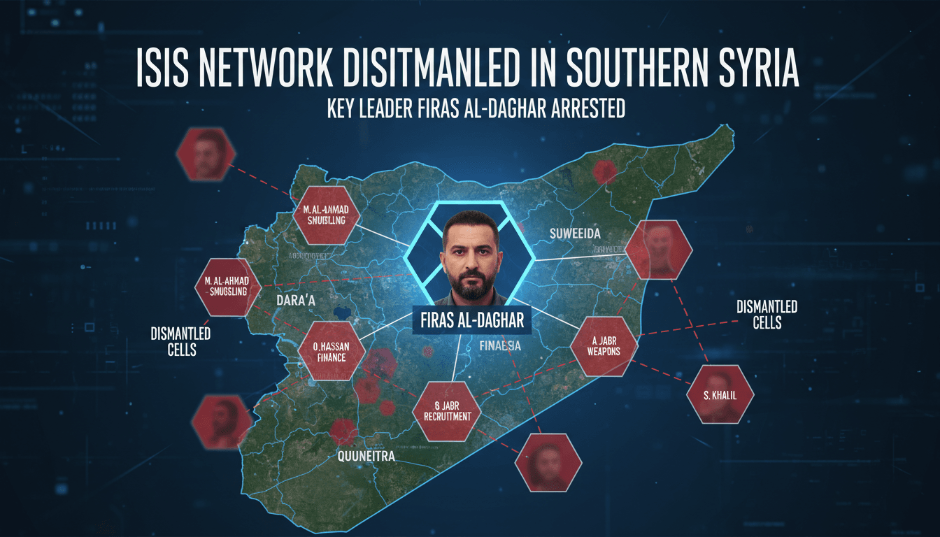 Syrian authorities arrest ISIS leader Firas Al-Daghar in a counter-terrorism operation.