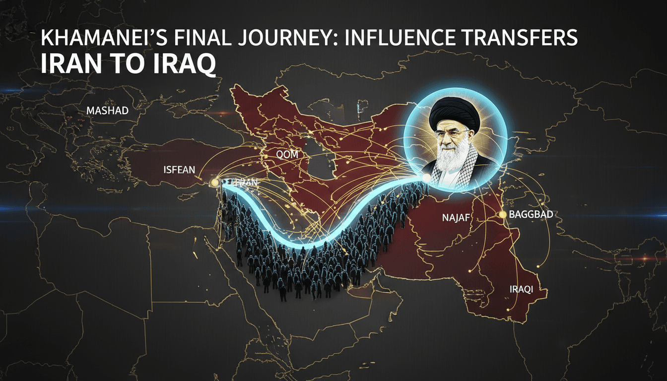 Mourners gather for Ayatollah Khamenei's funeral procession in Najaf, Iraq.