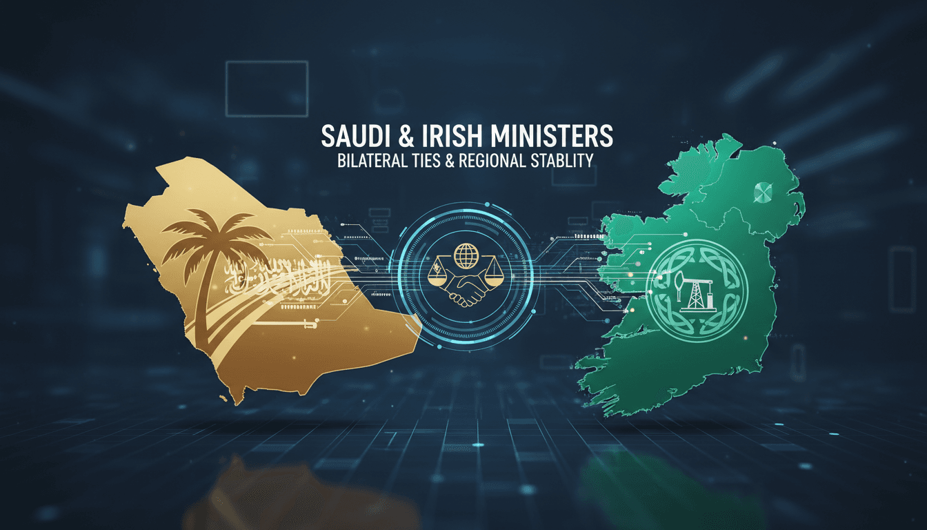 Saudi and Irish Foreign Ministers discussing bilateral relations in Jeddah.