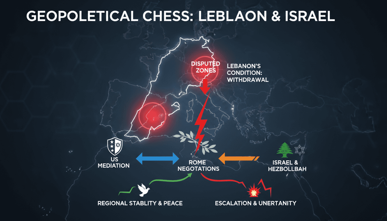 Map illustrating Lebanon and Israel's pilot zones and negotiation dynamics.