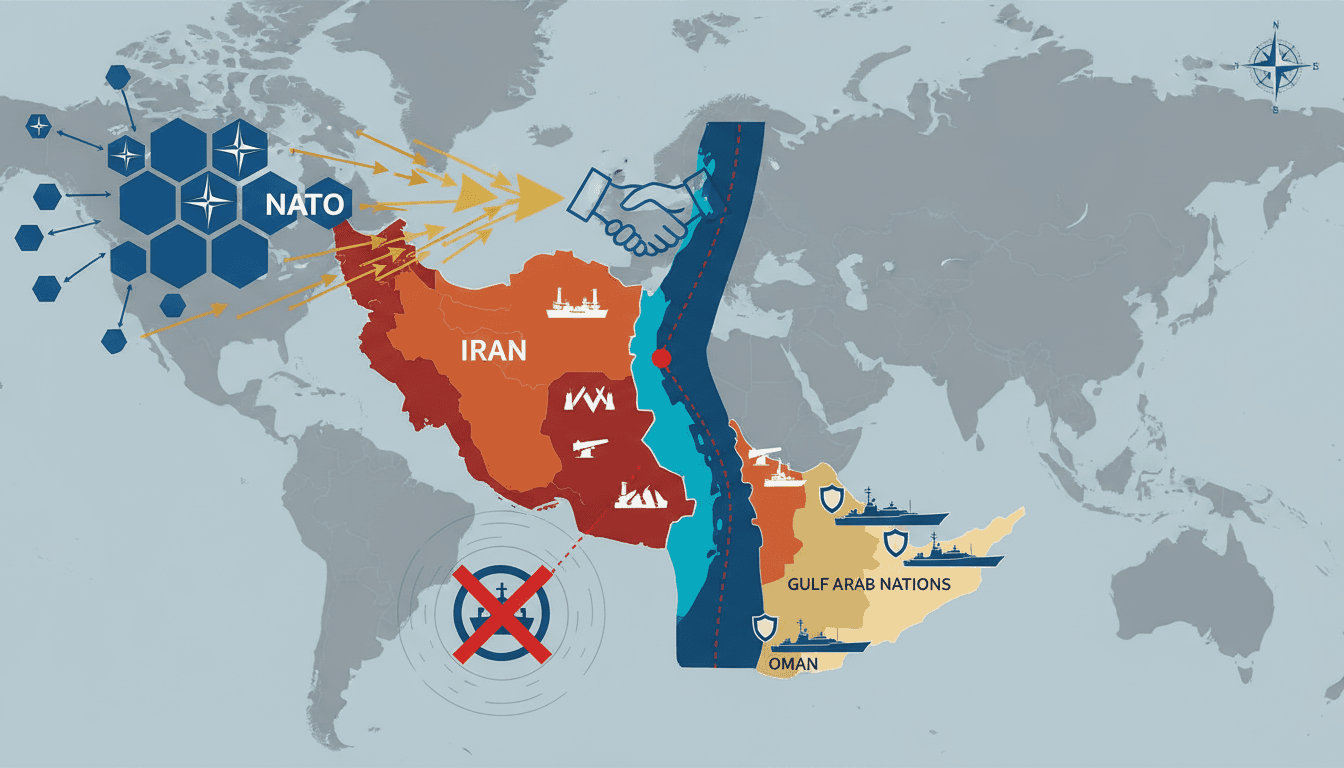 NATO foreign ministers meeting with Gulf Arab counterparts to discuss Strait of Hormuz tensions.