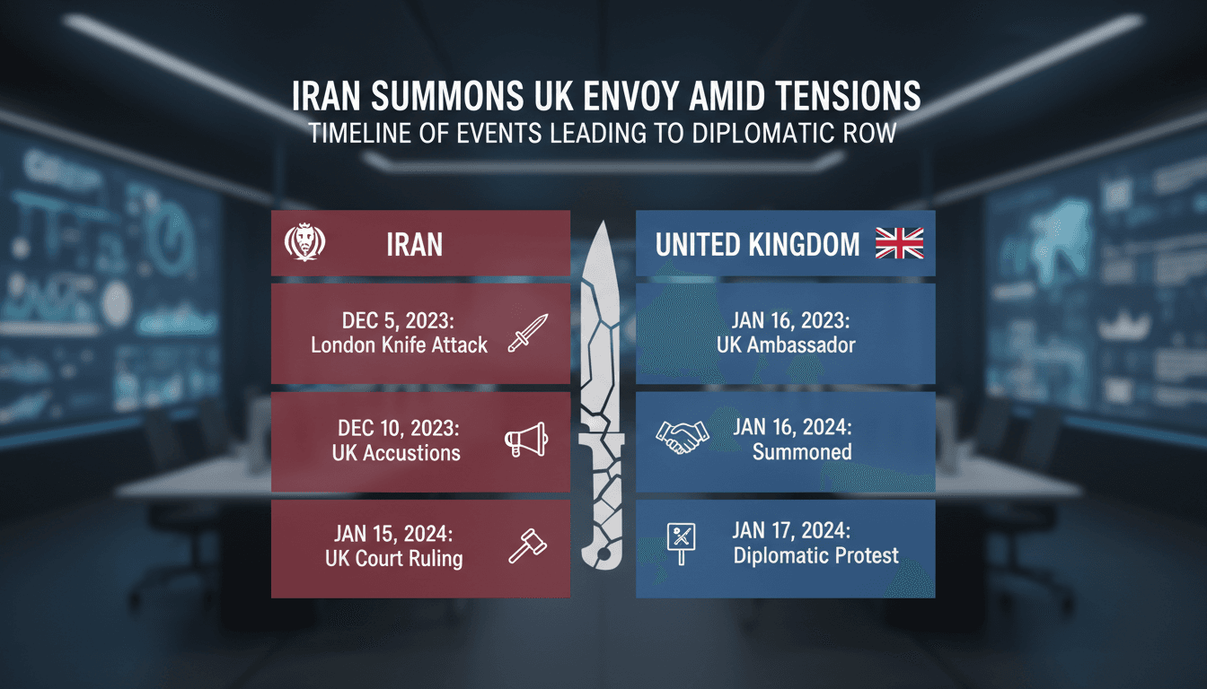 Iranian and British flags symbolizing diplomatic tensions over recent accusations.