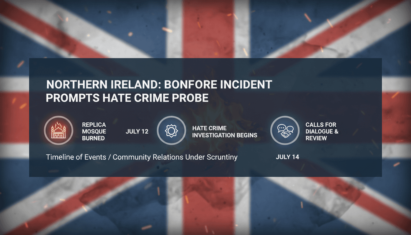 Replica mosque burned on loyalist bonfire in Northern Ireland inciting hate crime investigations