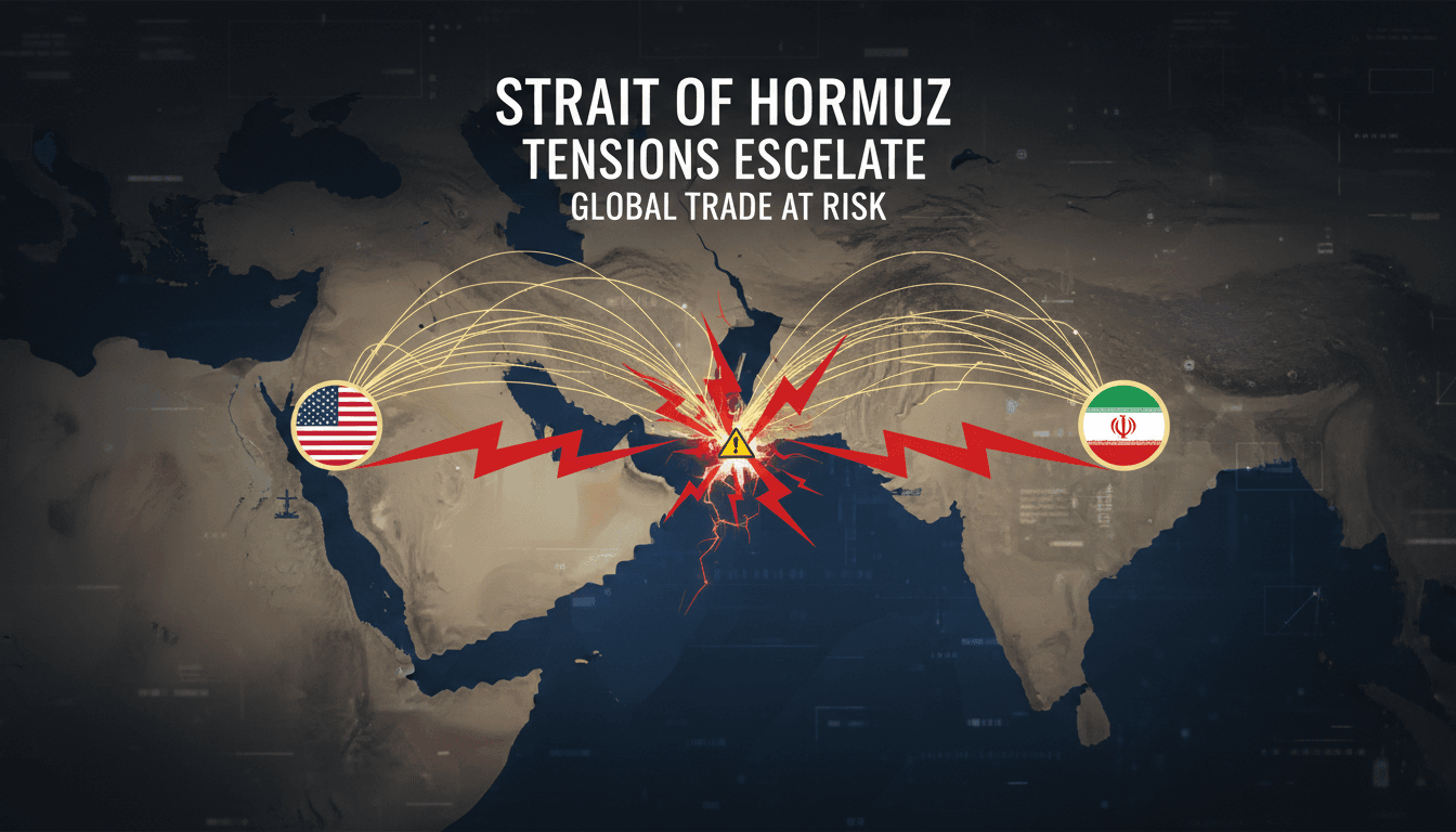 Map highlighting the strategic importance of the Strait of Hormuz in U.S.-Iran relations.