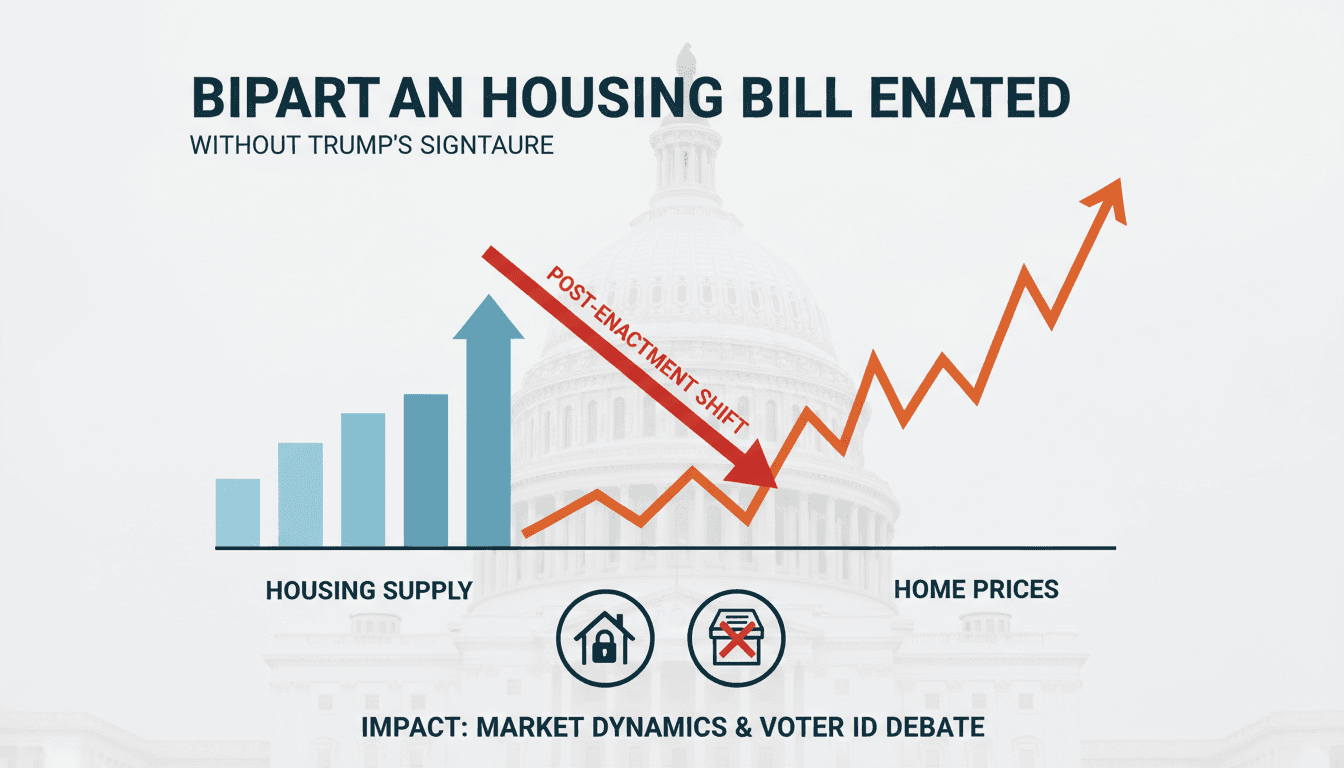 President Trump and the U.S. Capitol building with housing market graphics