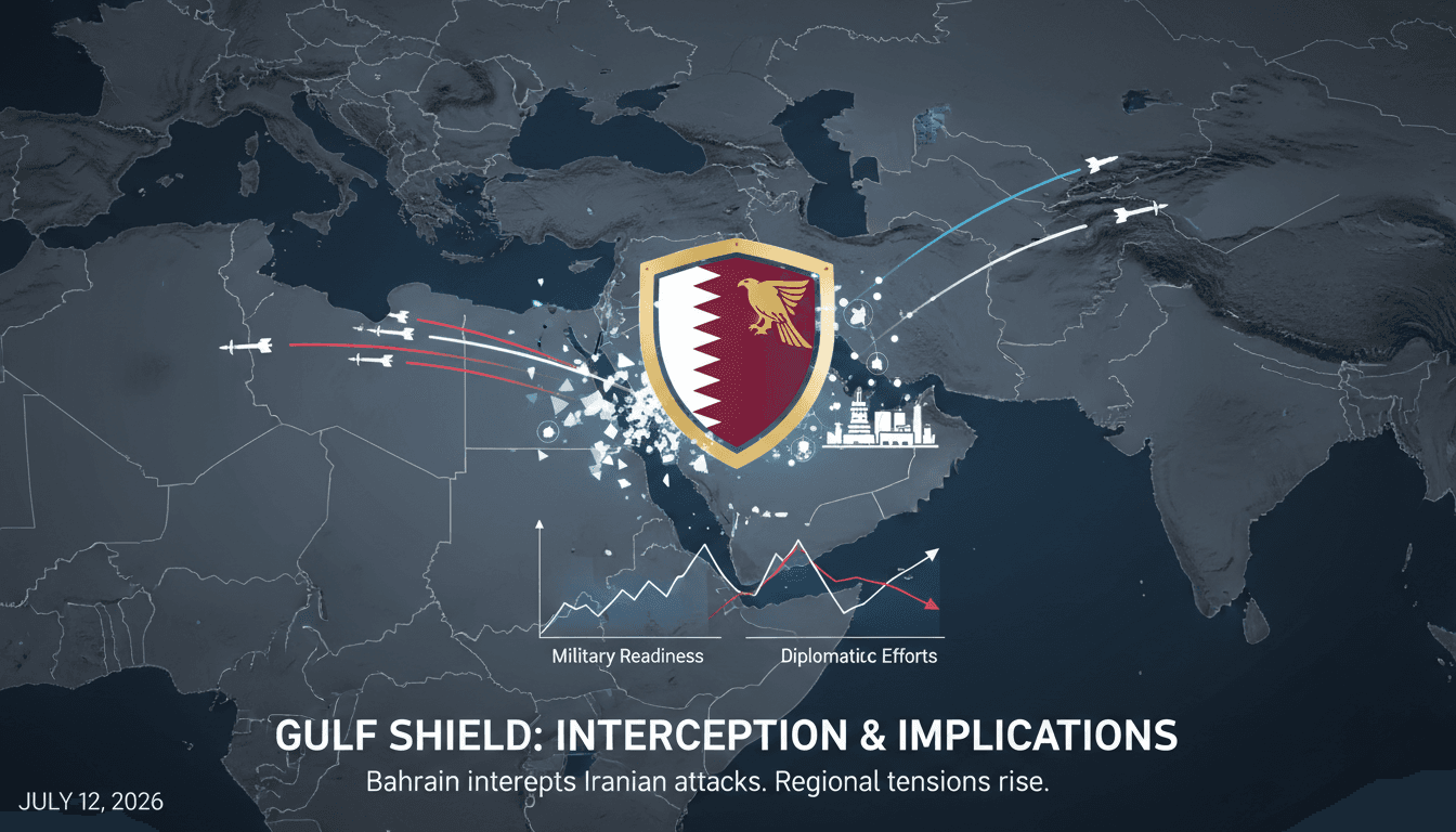 Bahrain air defense intercepting Iranian missile and drone attacks