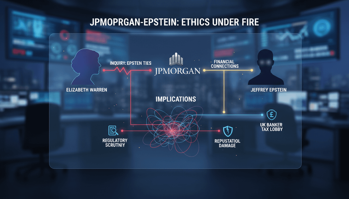 Senator Elizabeth Warren questioning JPMorgan's ties to Jeffrey Epstein.