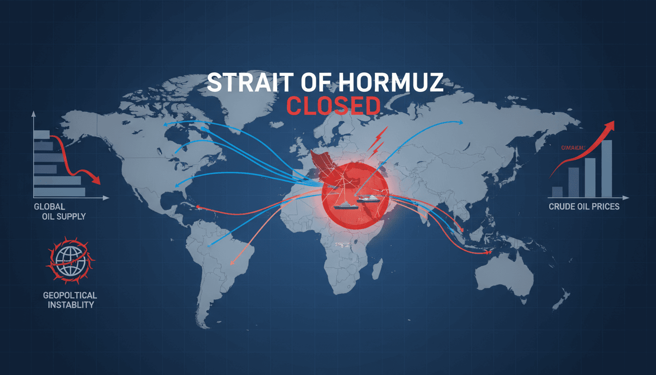 Map showing the Strait of Hormuz and its significance in global oil trade.