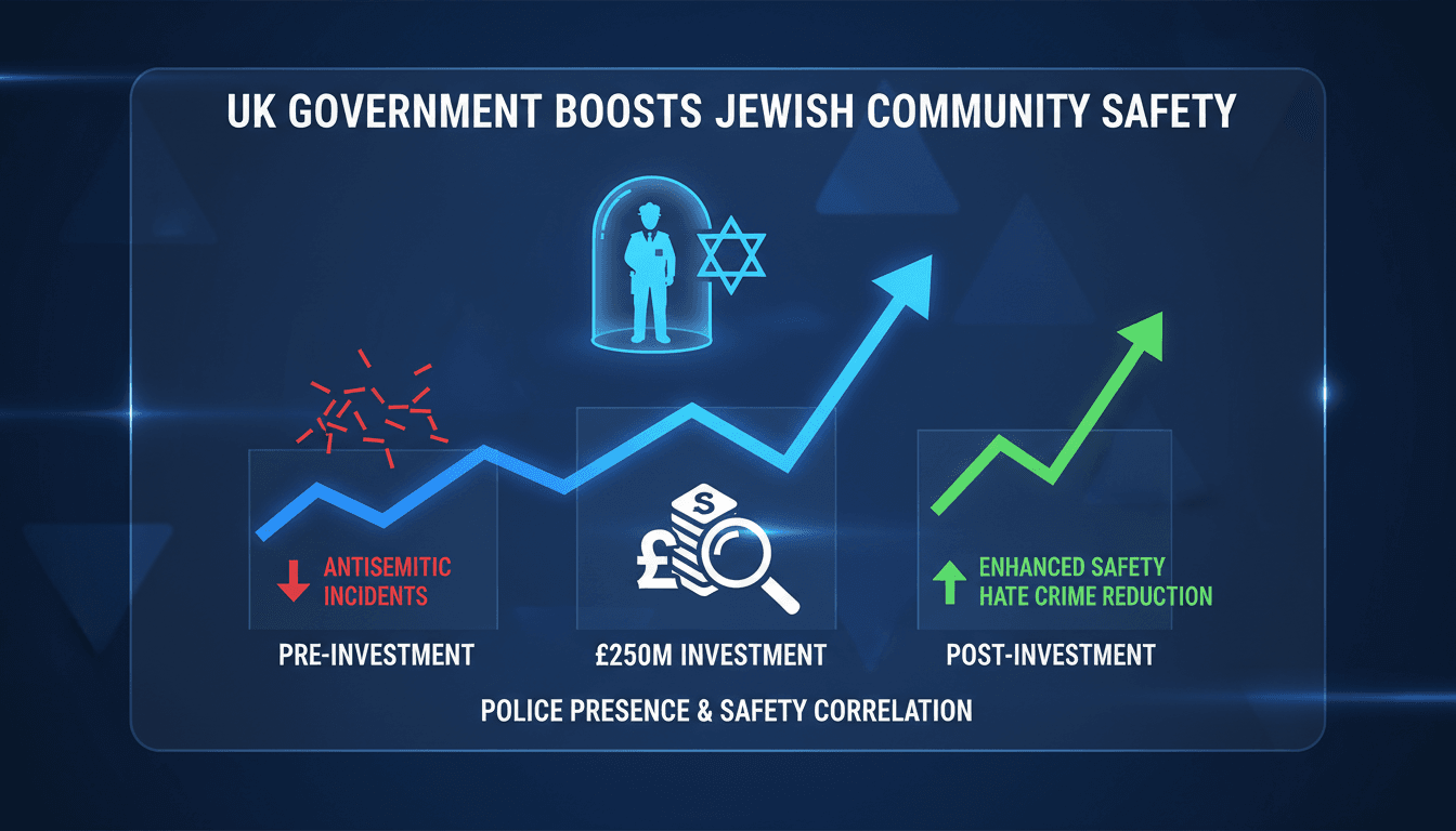 Police officers patrolling a Jewish community neighborhood in the UK.