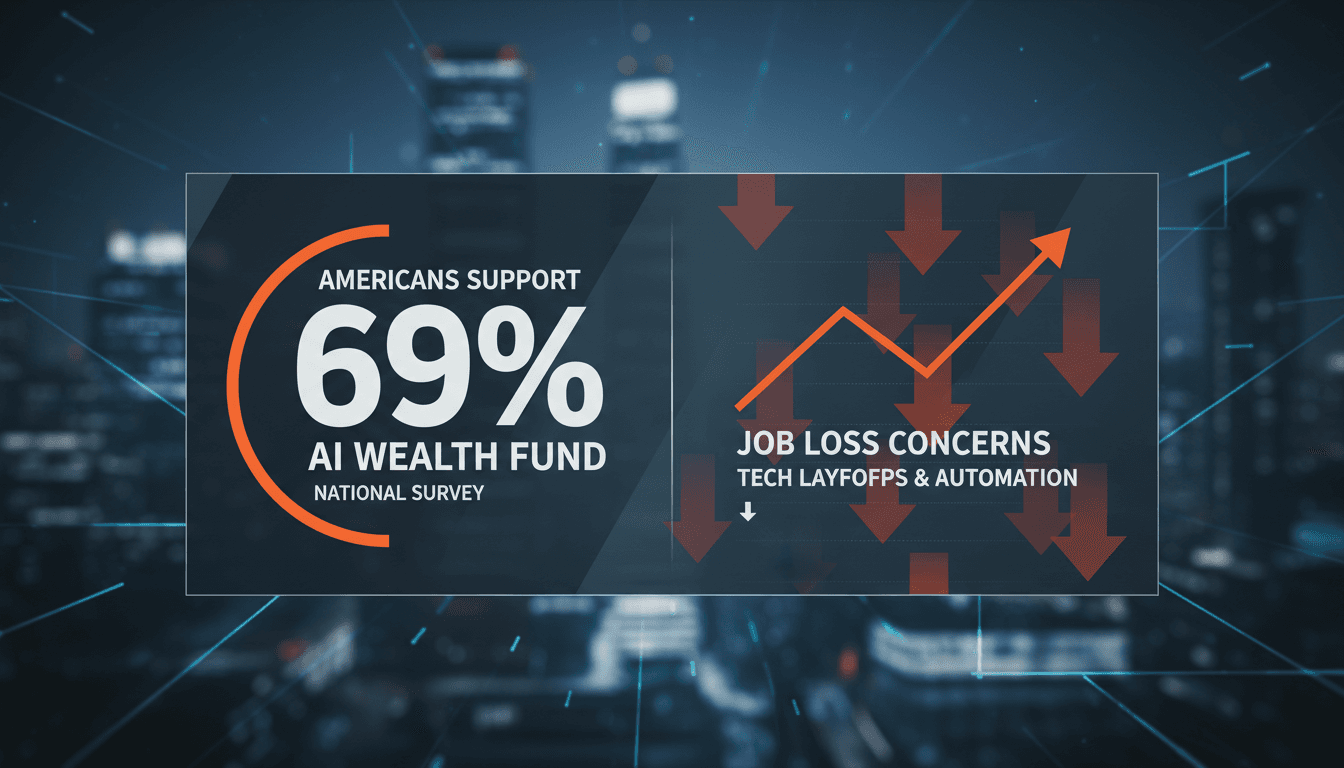A graphic showing public support for a sovereign wealth fund related to AI companies.