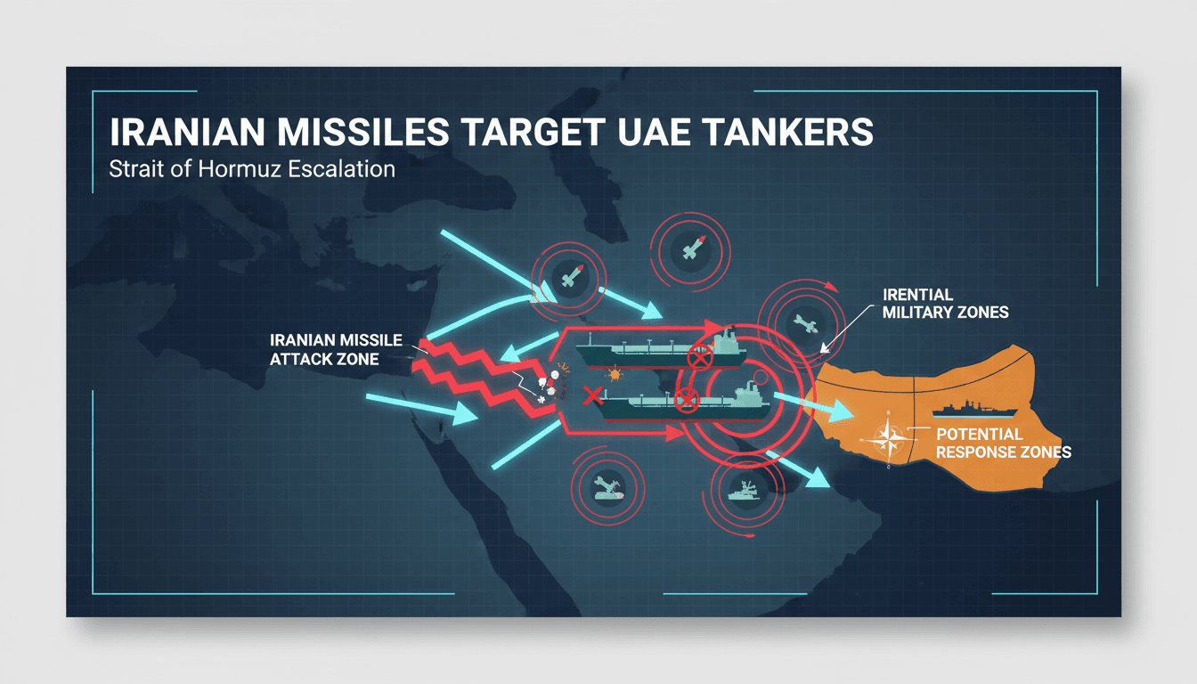 Iranian missiles targeting UAE tankers in the Strait of Hormuz