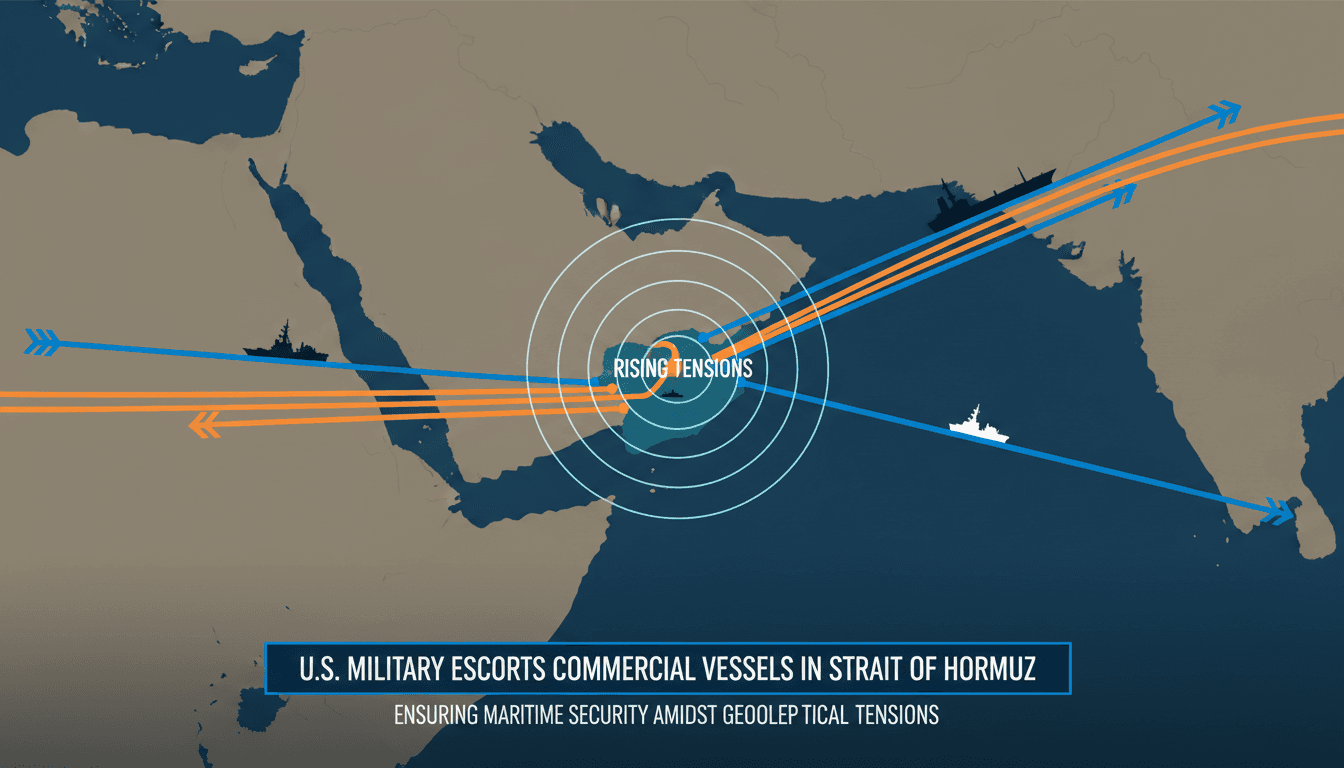 U.S. military escorting commercial vessels in the Strait of Hormuz