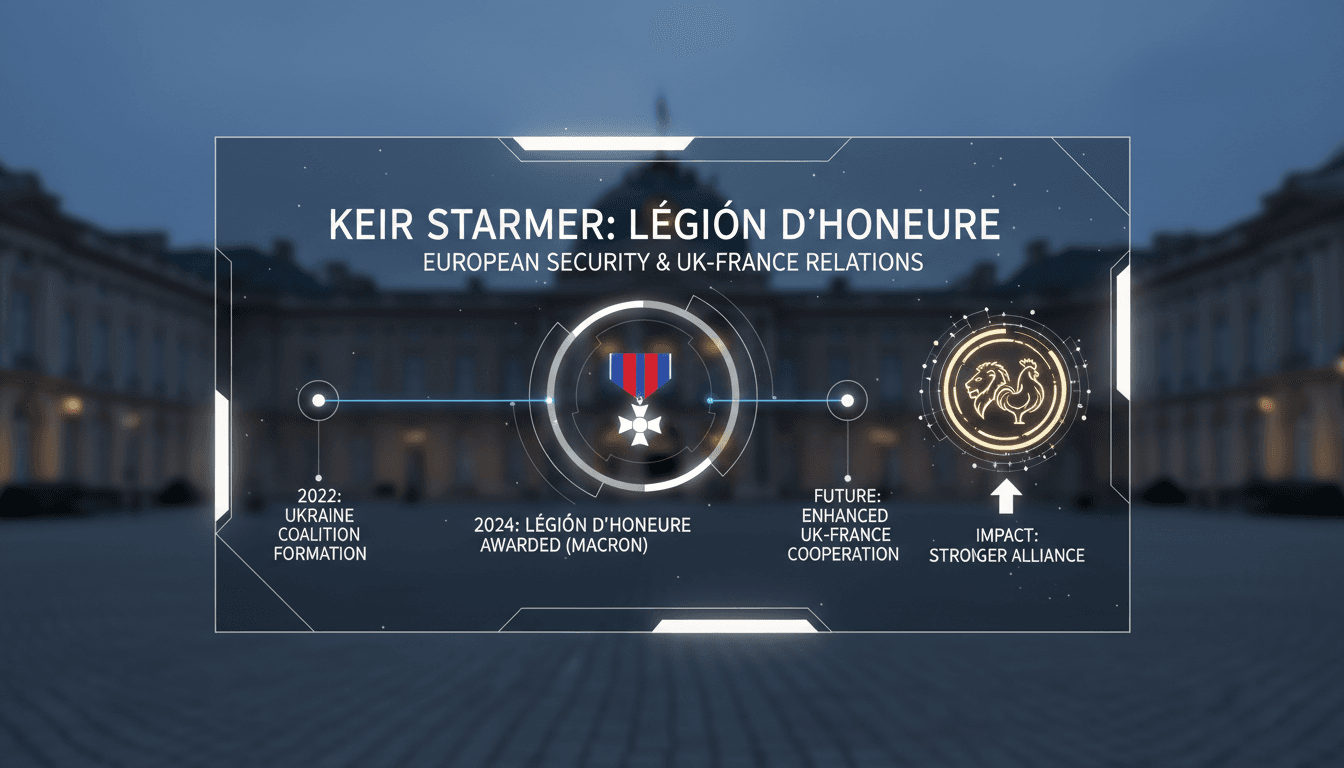 Keir Starmer receiving the Légion d’honneur from President Macron