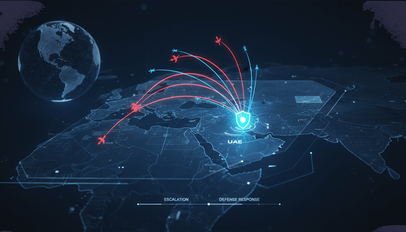 UAE air defense systems intercepting aerial threats in the Gulf region.