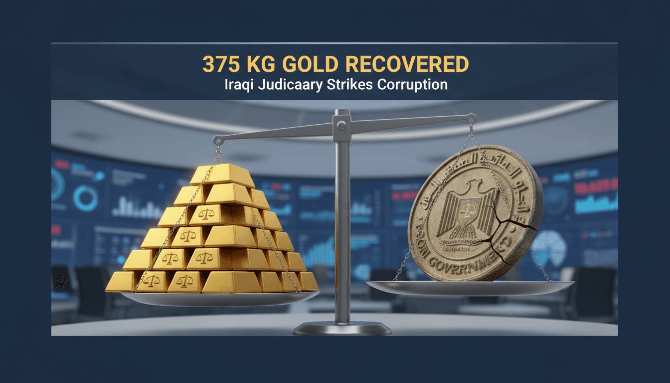 Iraqi judiciary officials overseeing the recovery of gold linked to corruption.