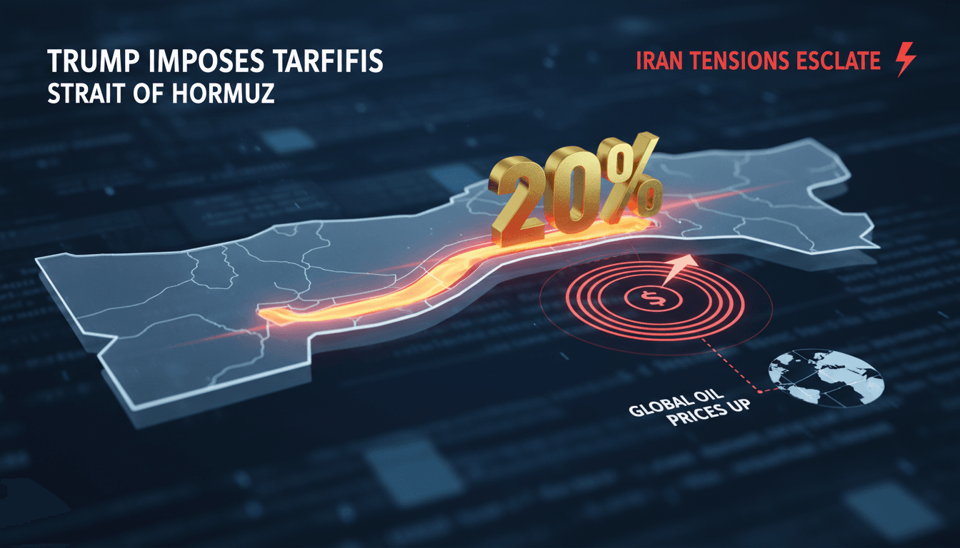 President Trump announcing tariffs on goods in the Strait of Hormuz.