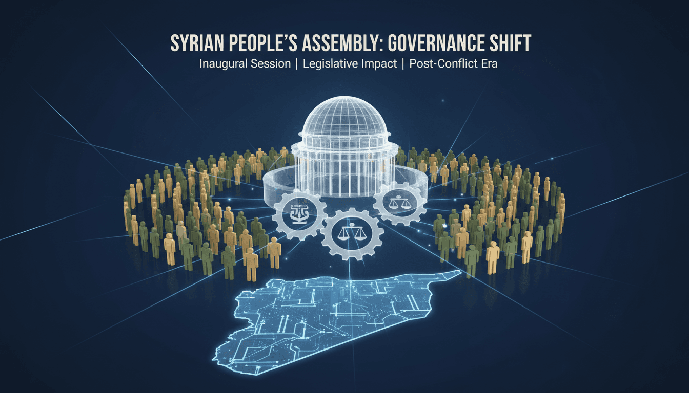 President Ahmad al-Shara addressing the inaugural session of the Syrian People's Assembly.