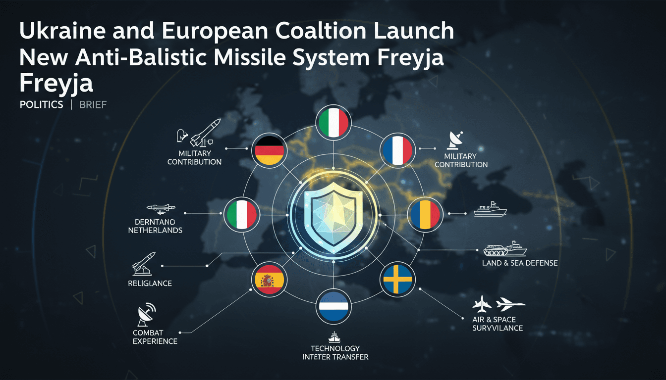 Ukrainian and European leaders announcing the Freyja missile defense coalition.