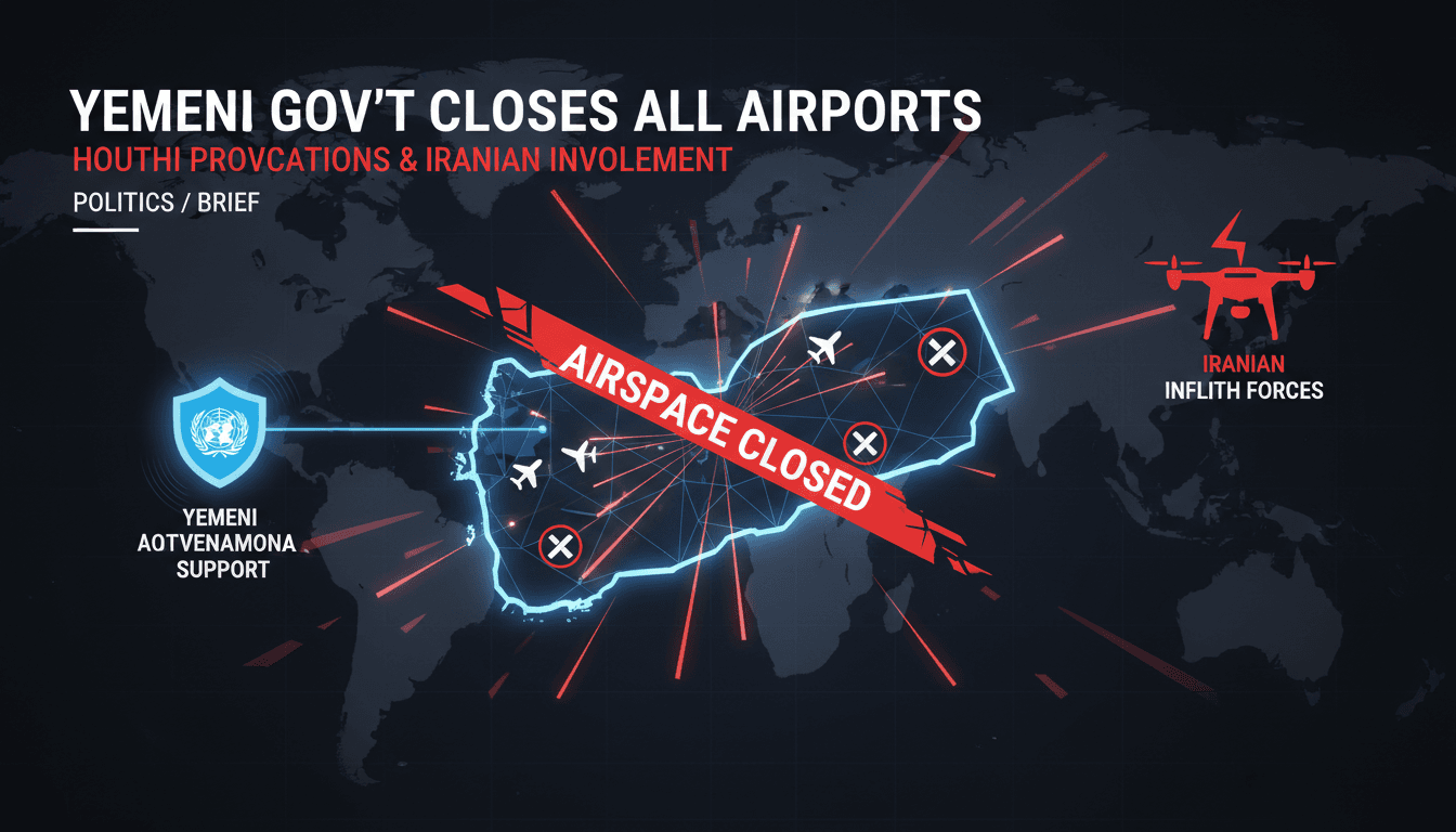 Yemeni airports closed due to Houthi provocations and Iranian involvement.