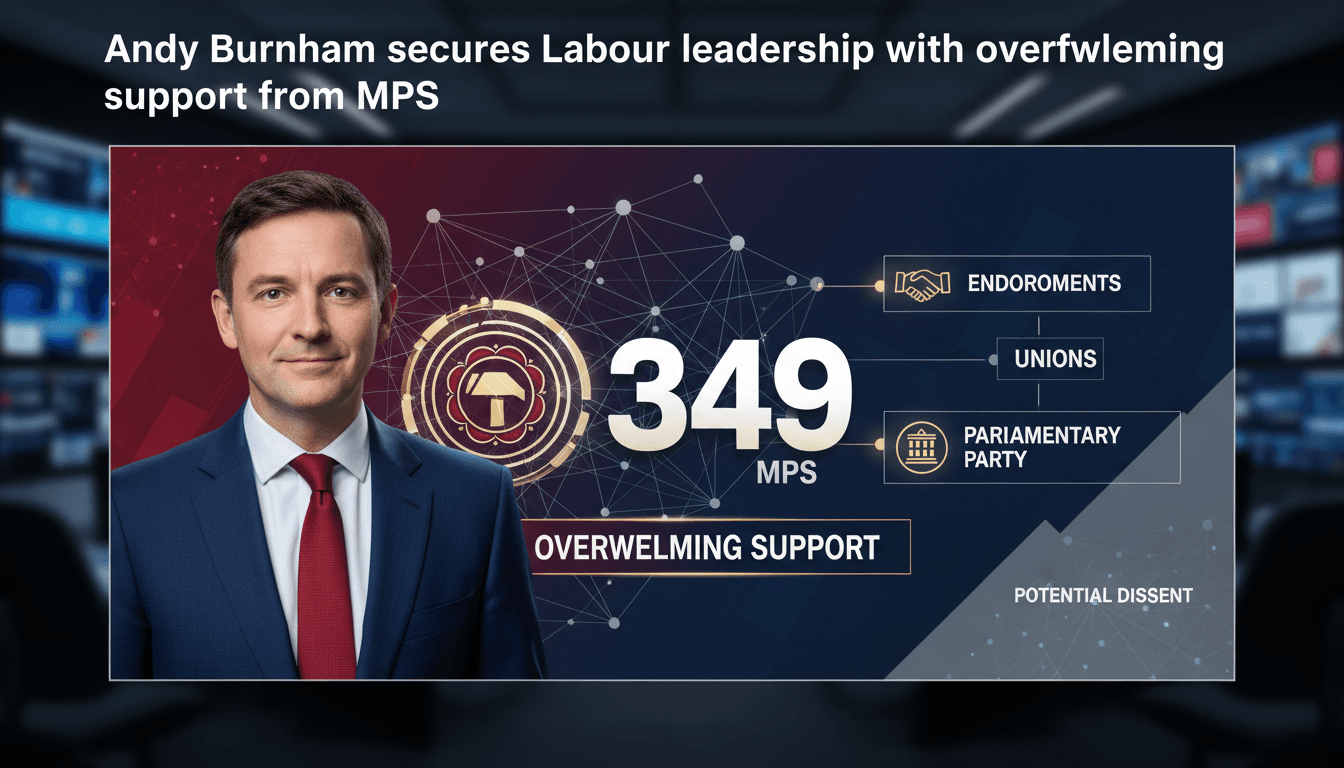Andy Burnham celebrating his leadership win with supporters.
