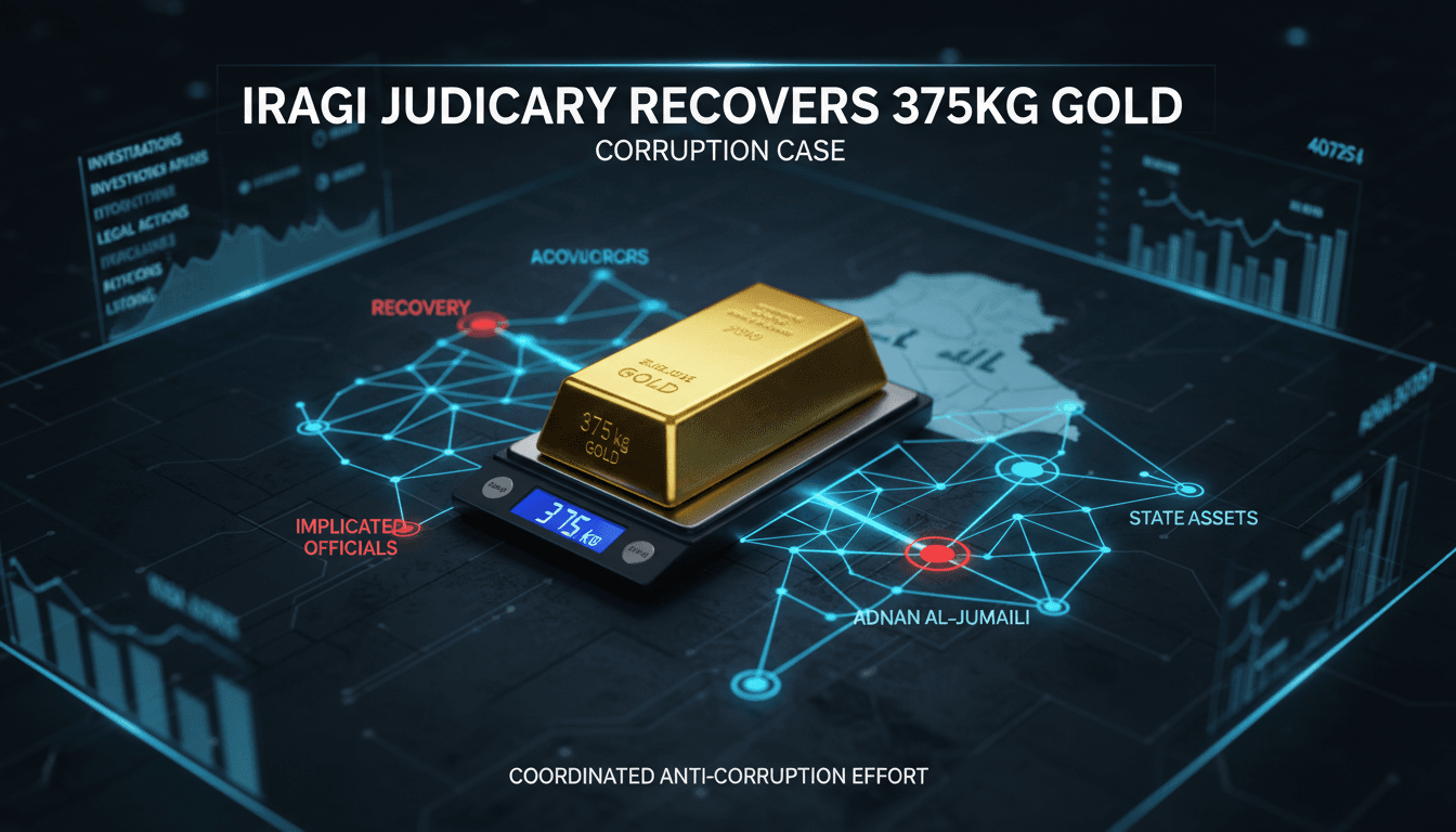 Iraqi judiciary officials overseeing the recovery of gold linked to corruption.