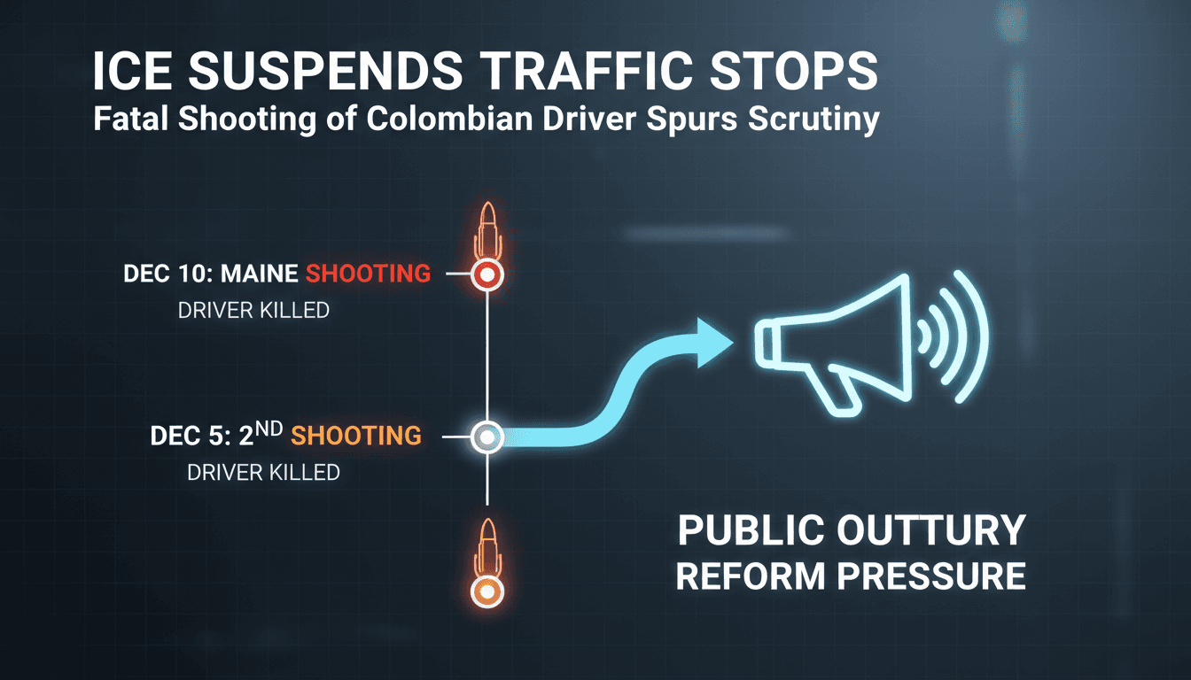 ICE agents at a traffic stop following a shooting incident.