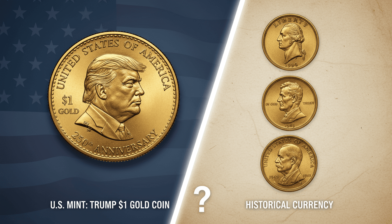 U.S. Mint's $1 gold coin featuring Donald Trump's image for the 250th anniversary.