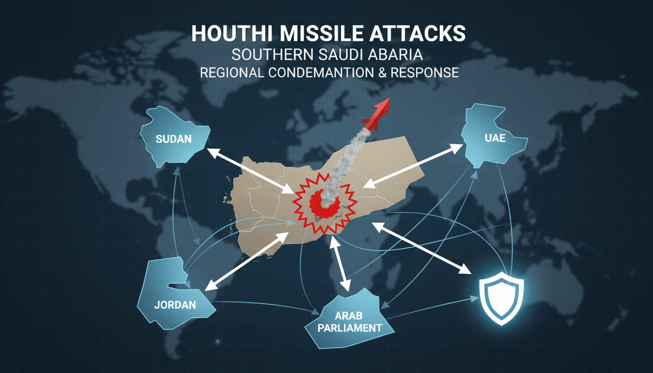 Map showing missile attack locations and responding nations in the Middle East.