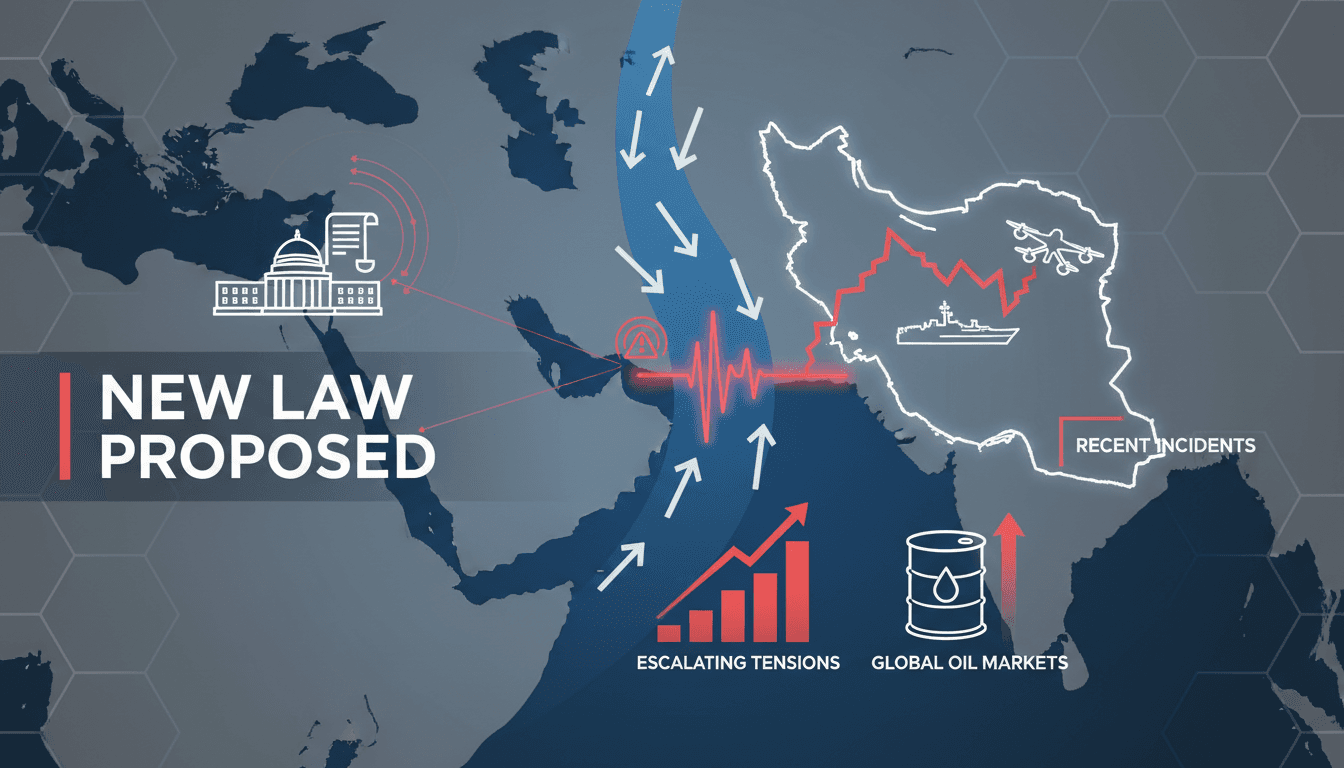 Map highlighting the strategic Strait of Hormuz and recent military incidents.