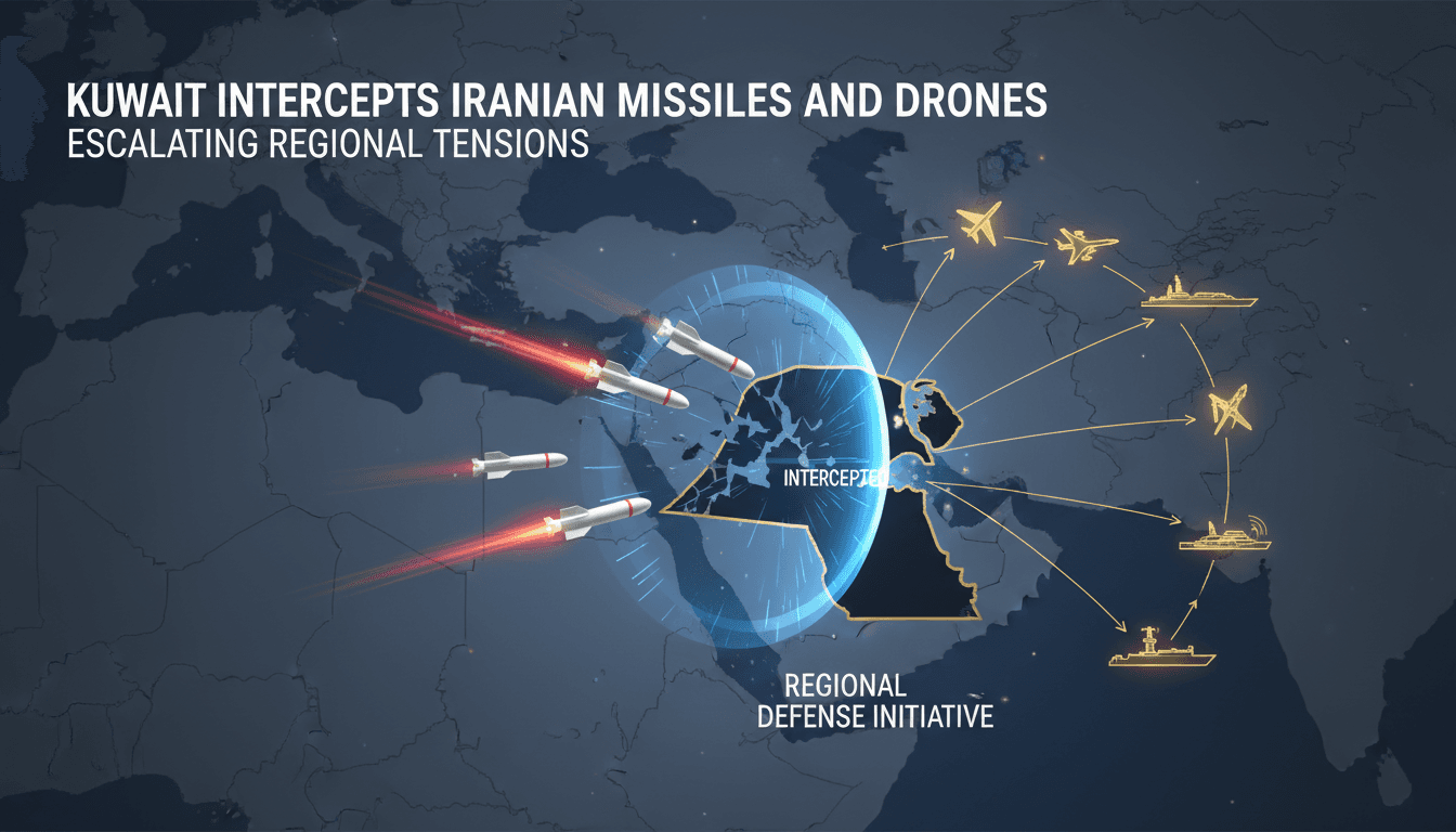 Kuwaiti military intercepting Iranian missiles and drones