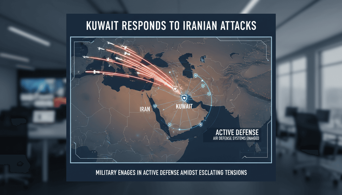 Kuwait military engaging in air defense operations against drone attacks