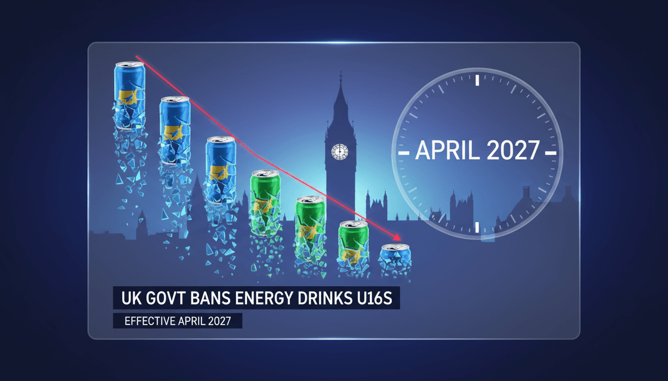 A graphic showing the impact of the UK energy drink ban on youth health.