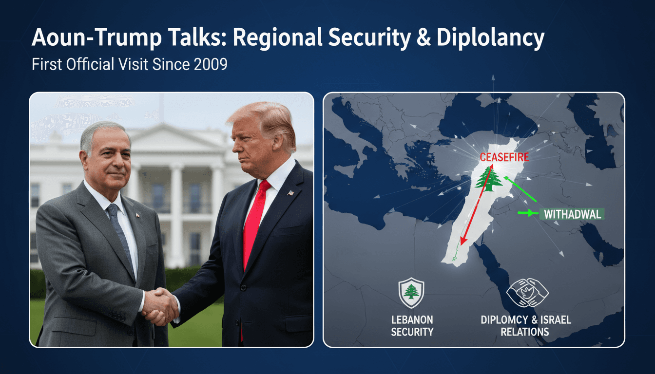 President Joseph Aoun meeting with U.S. President Donald Trump in Washington.