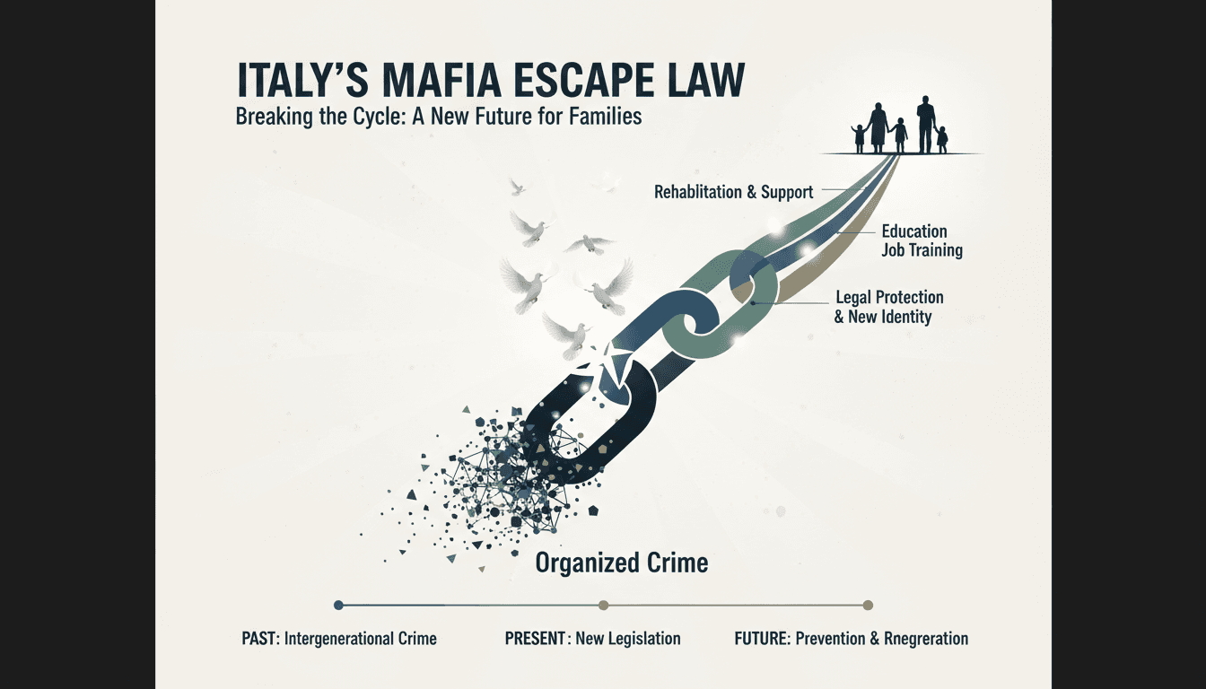 A visual representation of Italy's new law aiding mafia families.