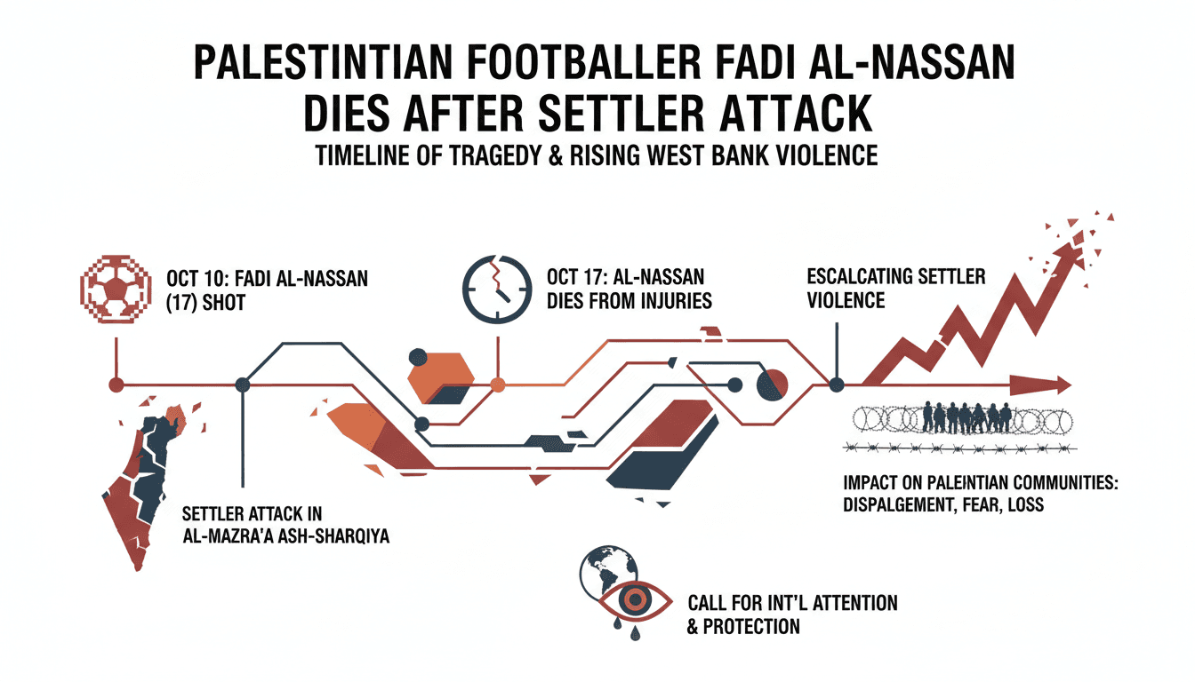 Palestinian footballer Fadi al-Nassan, a victim of settler violence in the West Bank.