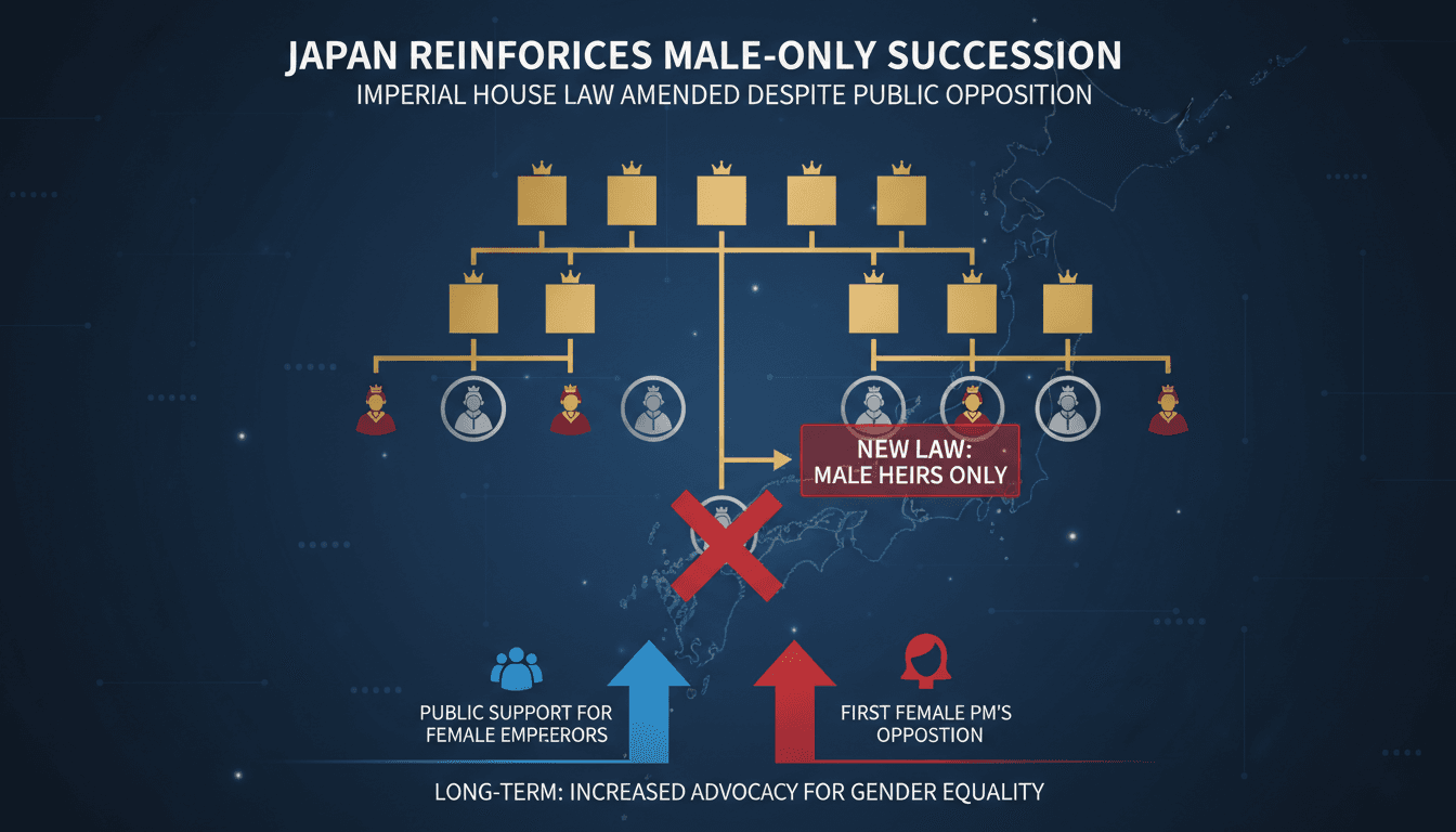 Visual representation of Japan's imperial lineage and succession laws.