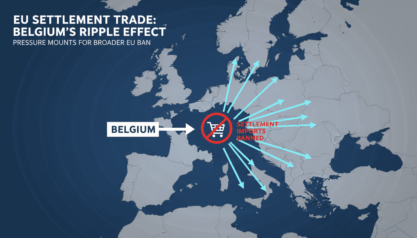 Belgium's flag with a backdrop of the Israeli-Palestinian conflict map