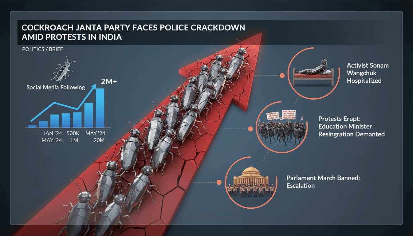 Protesters rallying for education reform in India amidst police presence.