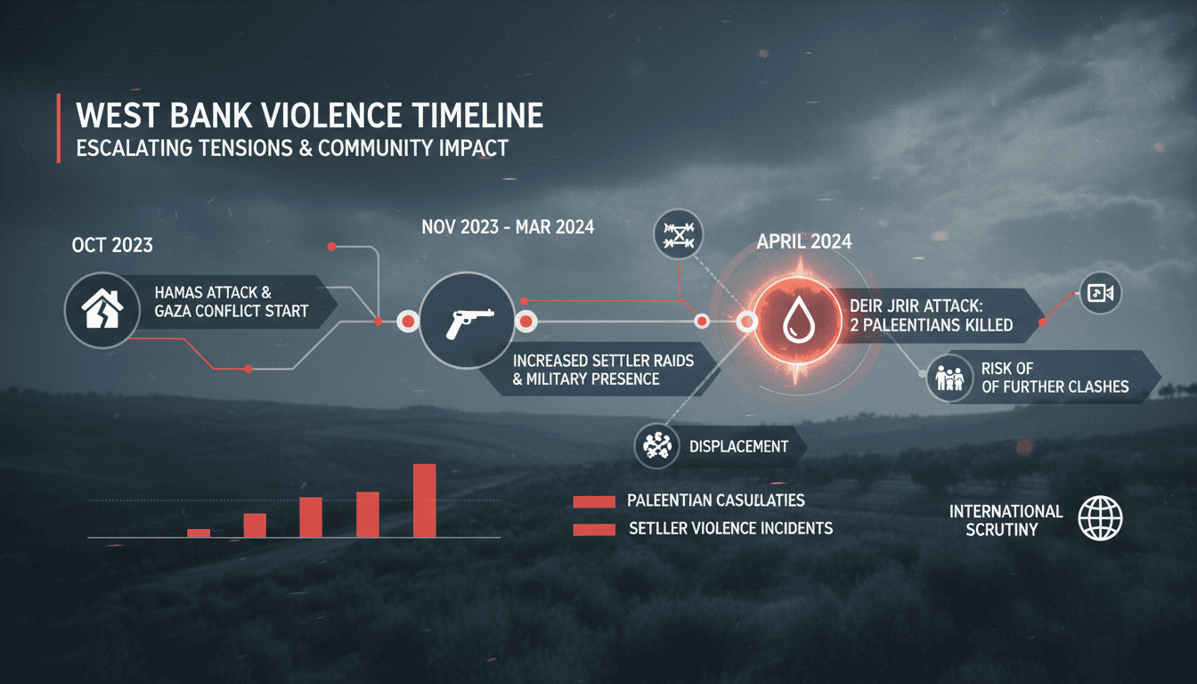 Scene of violence in Deir Jrir following the attack by Israeli settlers.
